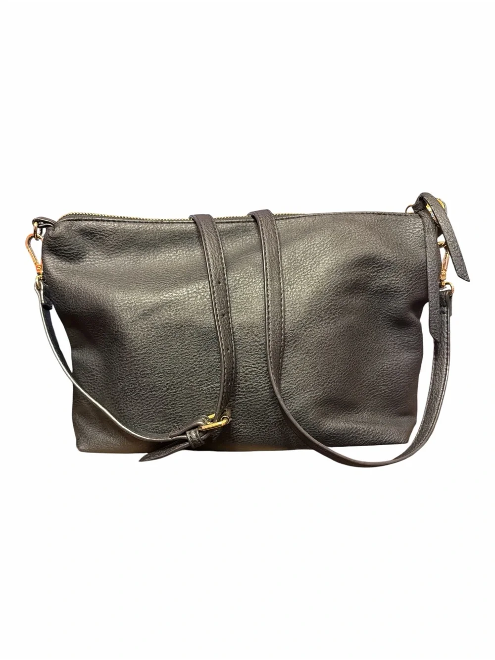 Steve Madden Black Crossbody Bag Convertible Pouch Clutch Gold Accents